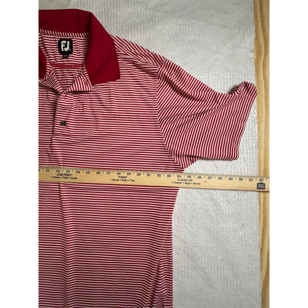 FootJoy FJ Red White Striped Golf Polo Shirt Mens Large‎ DryJoy Tech - Picture 6 of 8